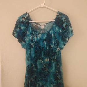 Carol Rose Turquoise and Black Top